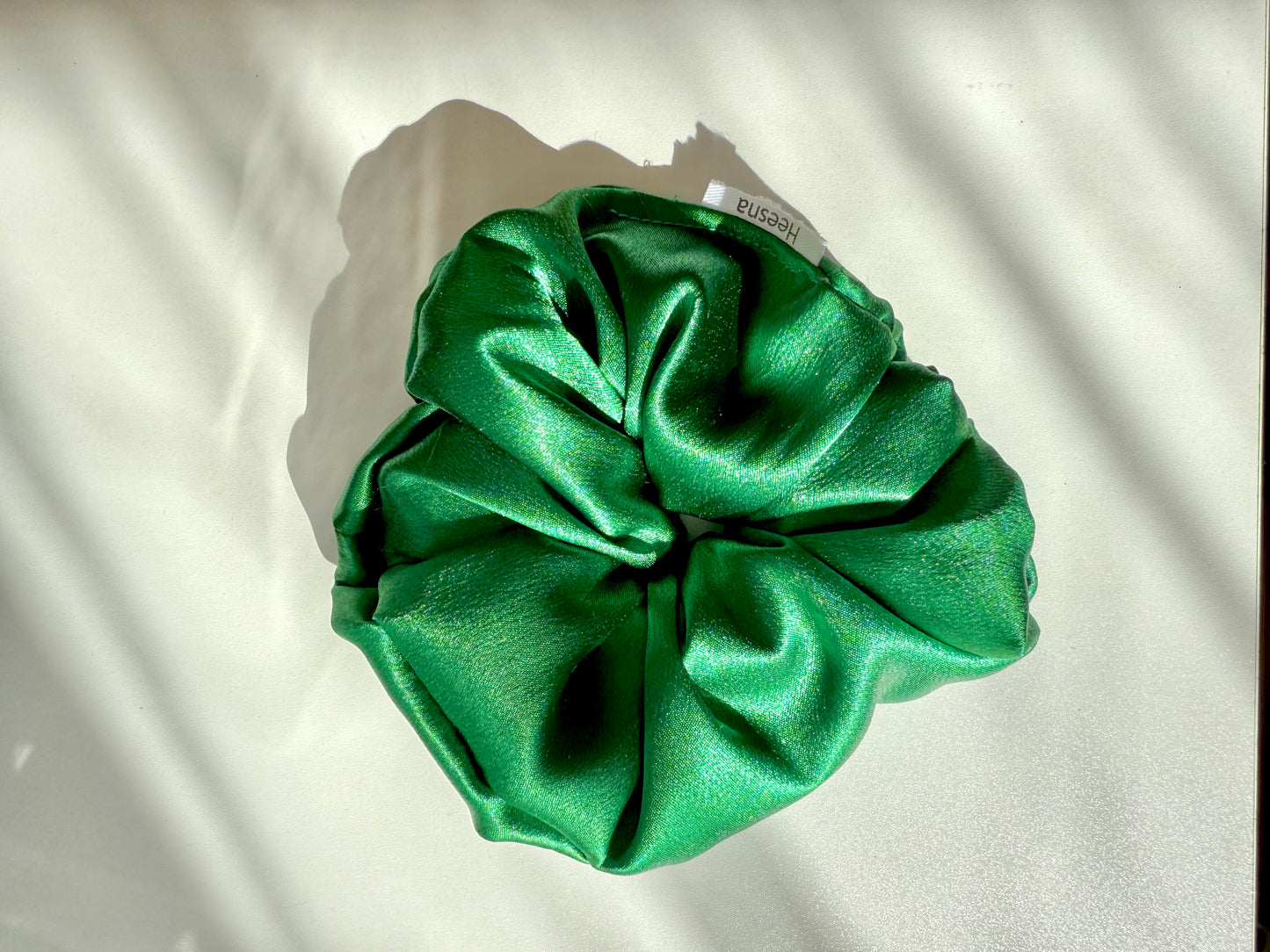 Green Satin Scrunchie