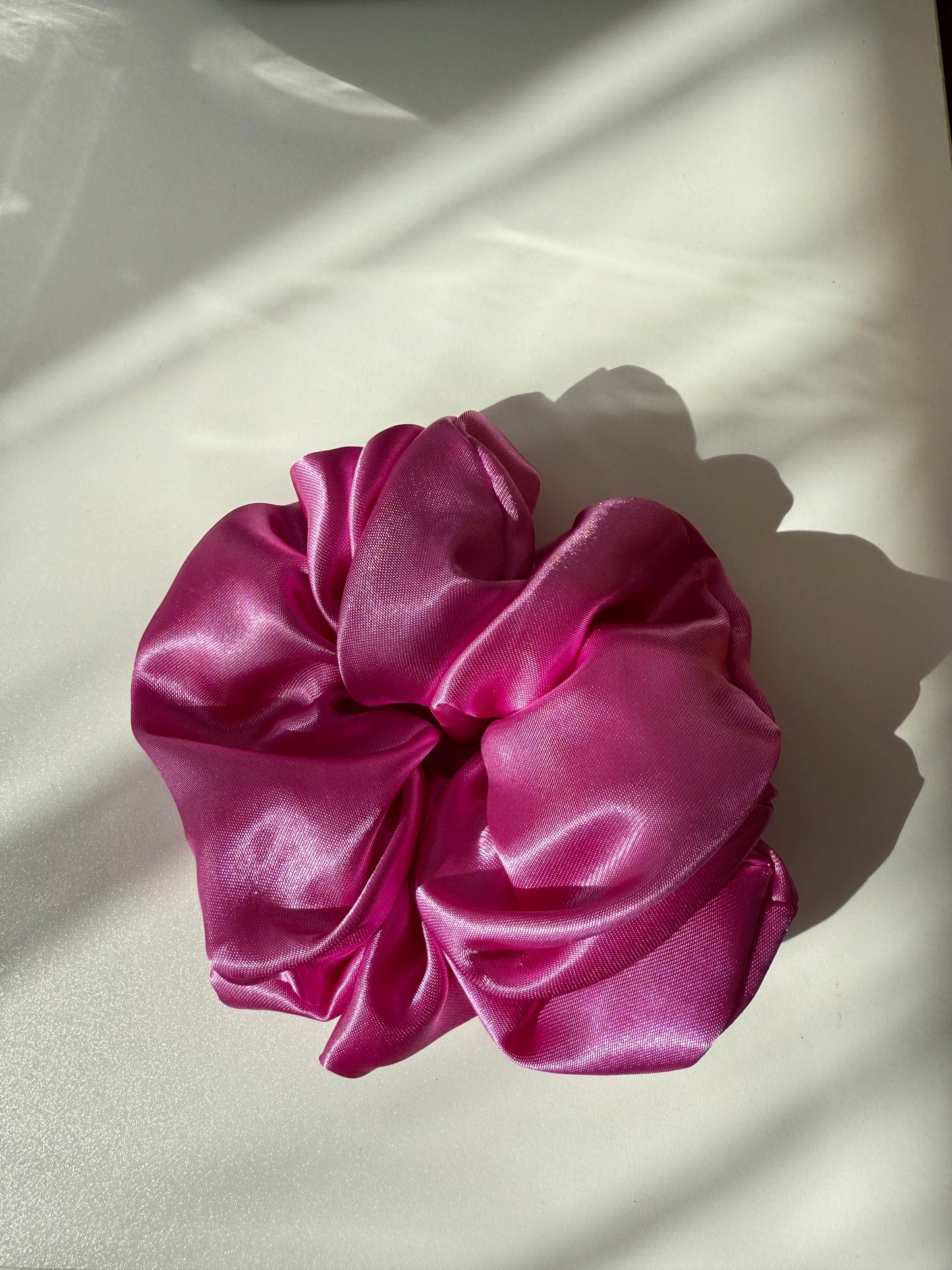 Pink Satin Scrunchie